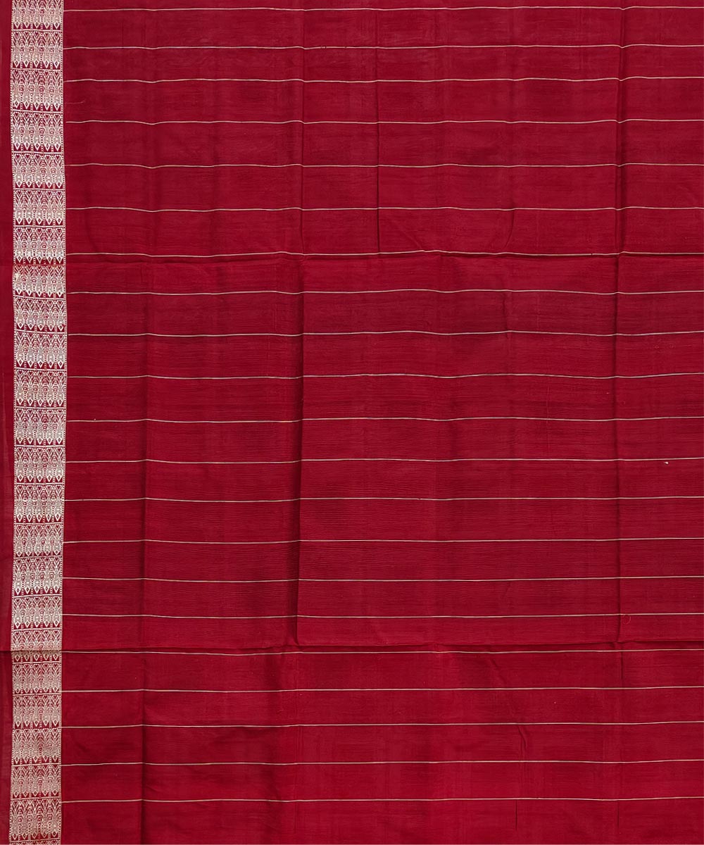 White maroon silk handwoven sambalpuri saree