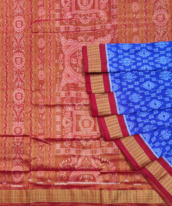 Navy blue maroon silk handwoven sambalpuri saree