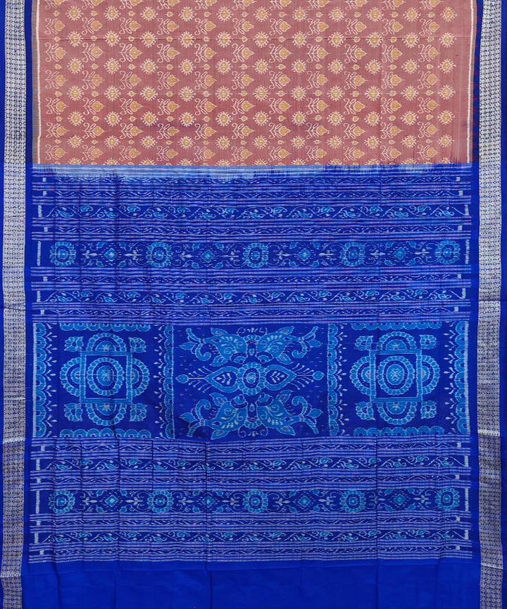 Pink navy blue silk handwoven sambalpuri saree