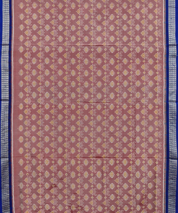 Pink navy blue silk handwoven sambalpuri saree