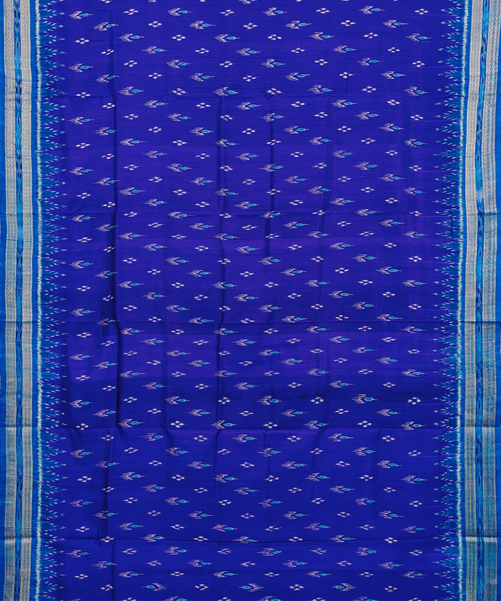 Navy blue silk handwoven khandua saree