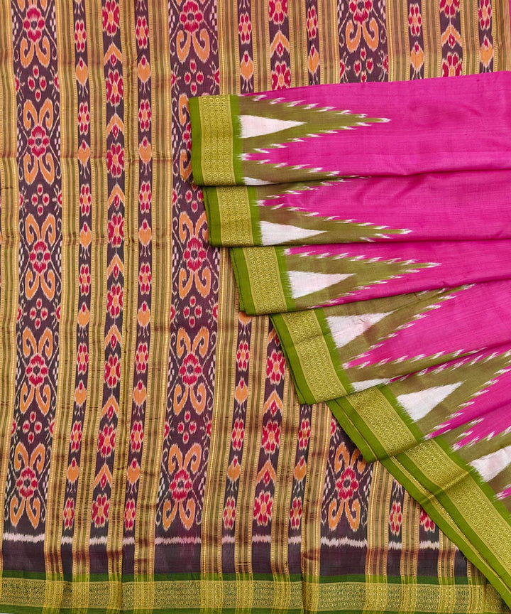 Pink silk handwoven khandua saree