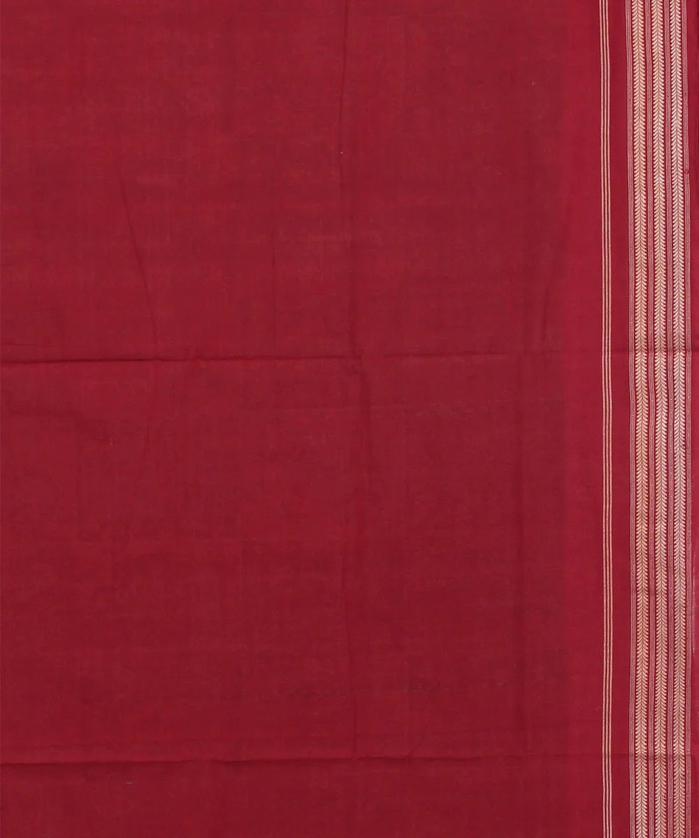 Mehindi maroon cotton handwoven sambalpuri saree