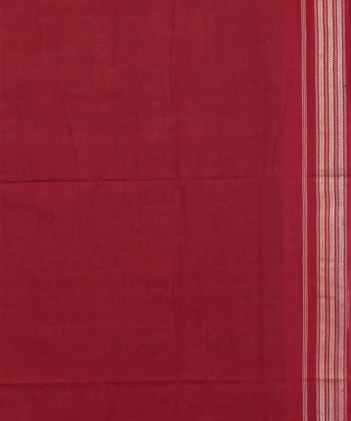 Mehindi maroon cotton handwoven sambalpuri saree