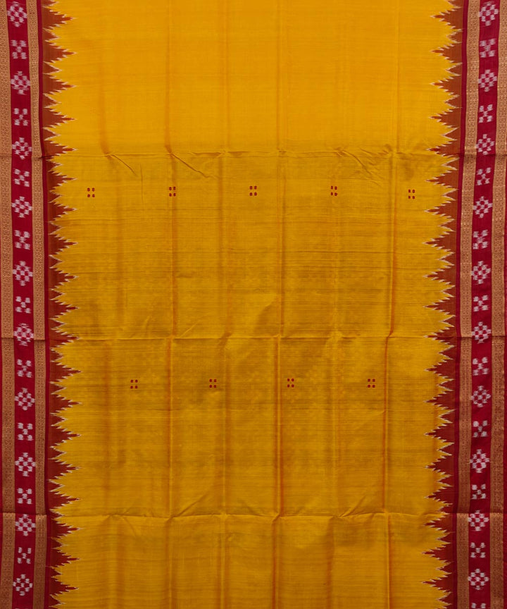 Yellow maroon silk handwoven khandua saree