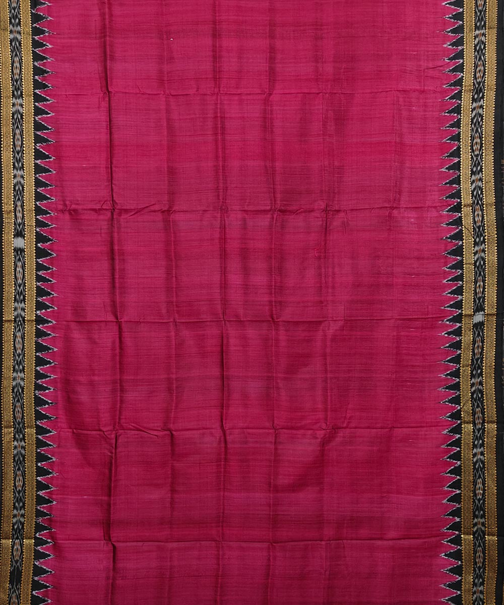 Maroon black silk handwoven khandua saree