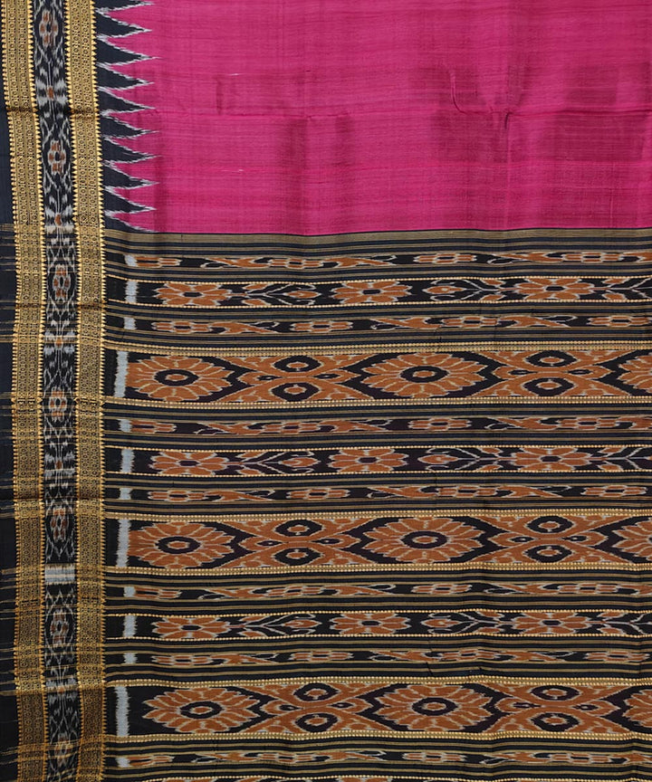 Maroon black silk handwoven khandua saree