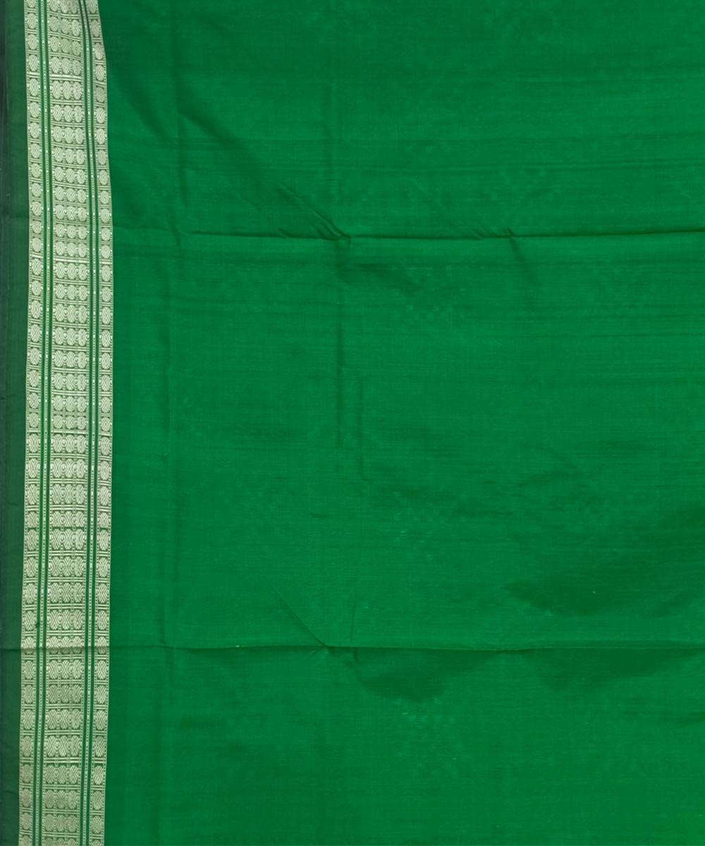 Red dark green silk handwoven sambalpuri saree