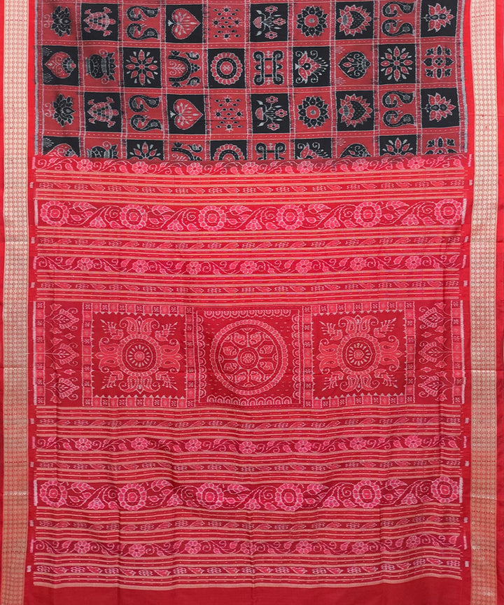 Red black silk handwoven sambalpuri saree