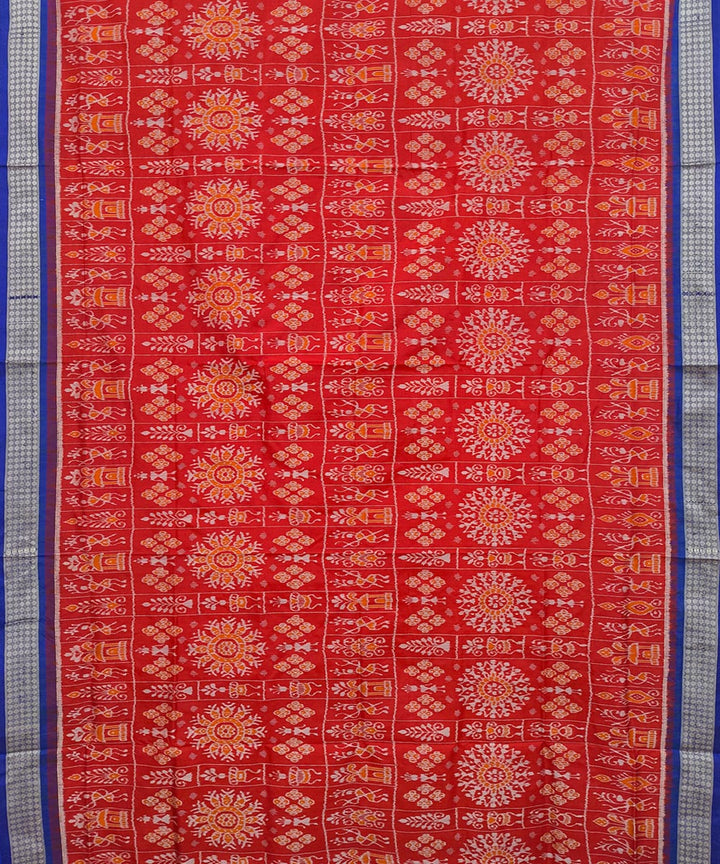 Red navy blue silk handwoven sambalpuri saree