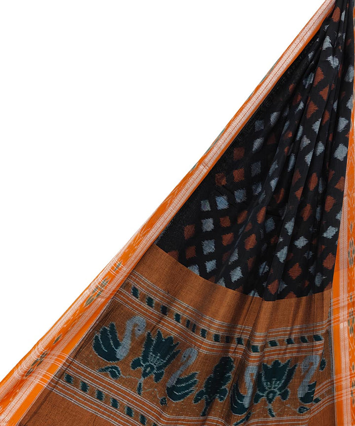 Black brown handwoven cotton sambalpuri dupatta