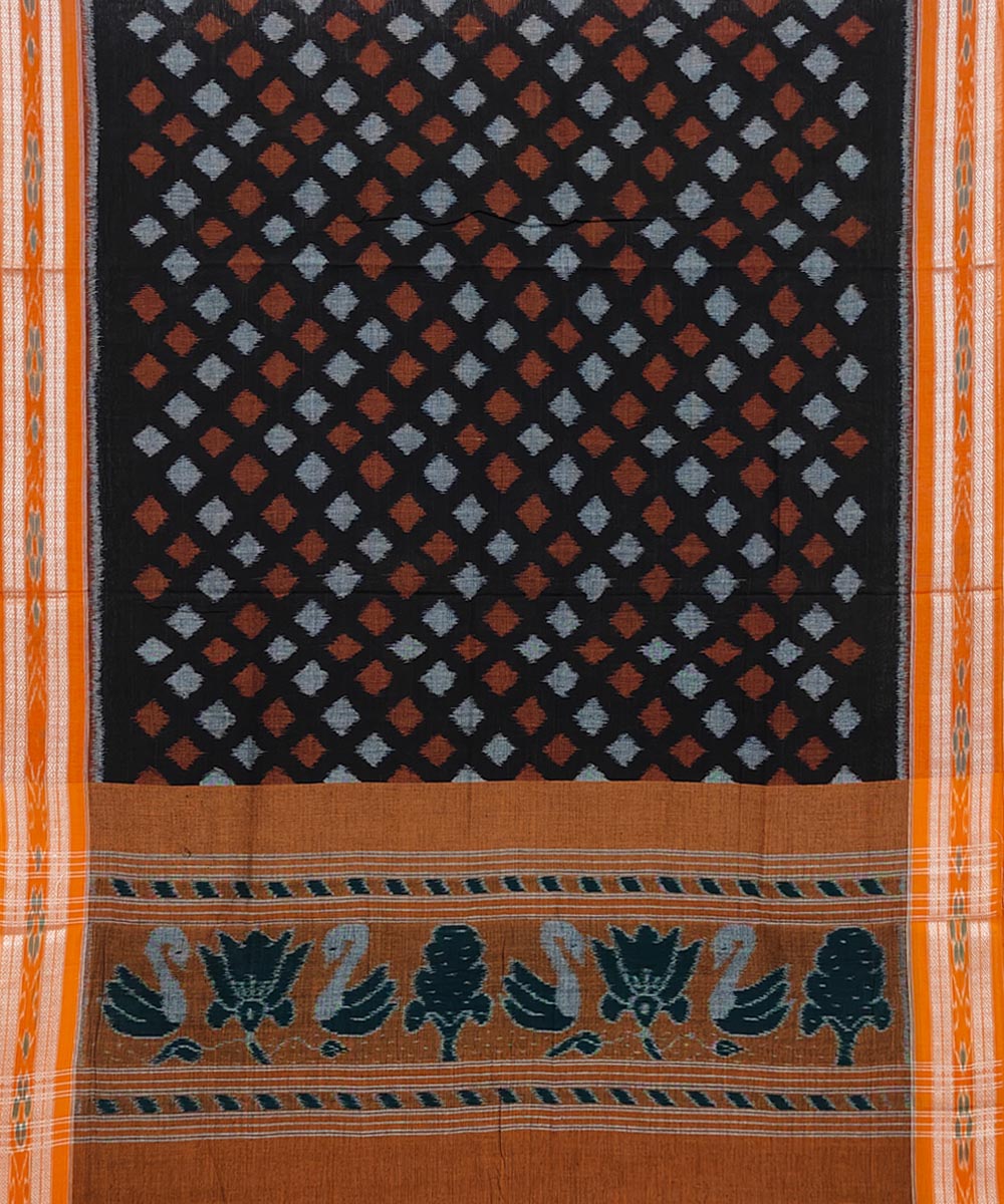 Black brown handwoven cotton sambalpuri dupatta