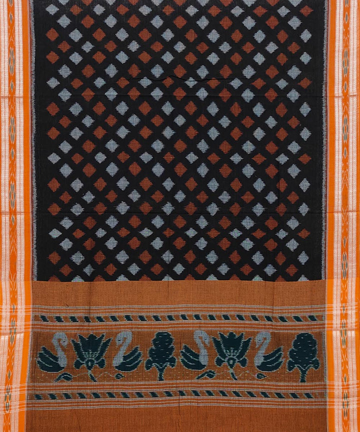 Black brown handwoven cotton sambalpuri dupatta