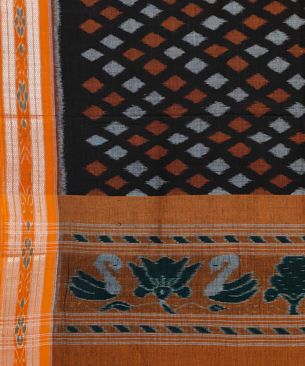 Black brown handwoven cotton sambalpuri dupatta