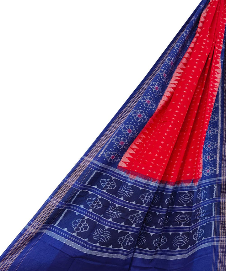 Red blue handwoven sambalpuri cotton dupatta