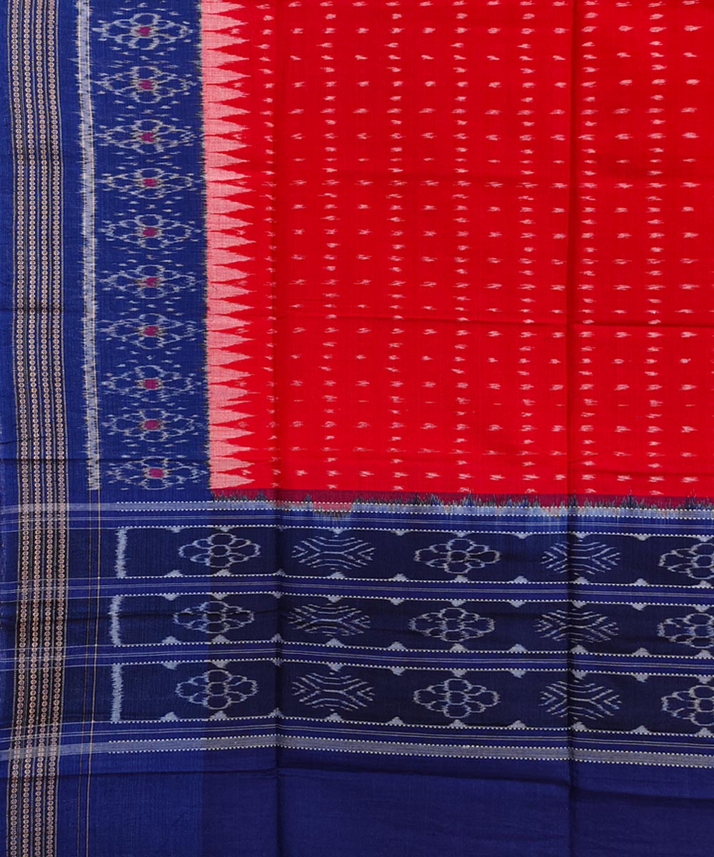 Red blue handwoven sambalpuri cotton dupatta