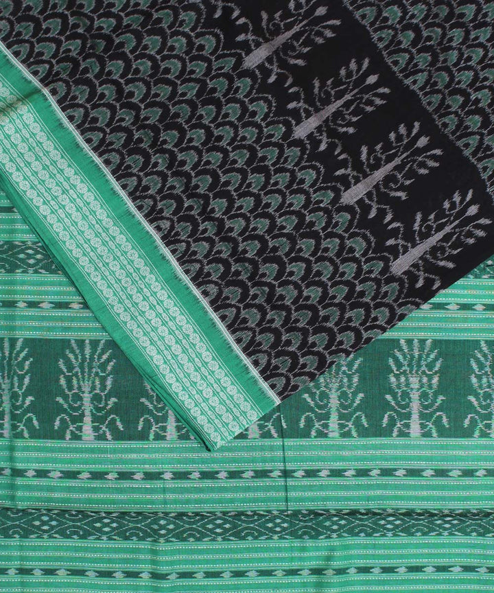 Black light green cotton handwoven sambalpuri saree