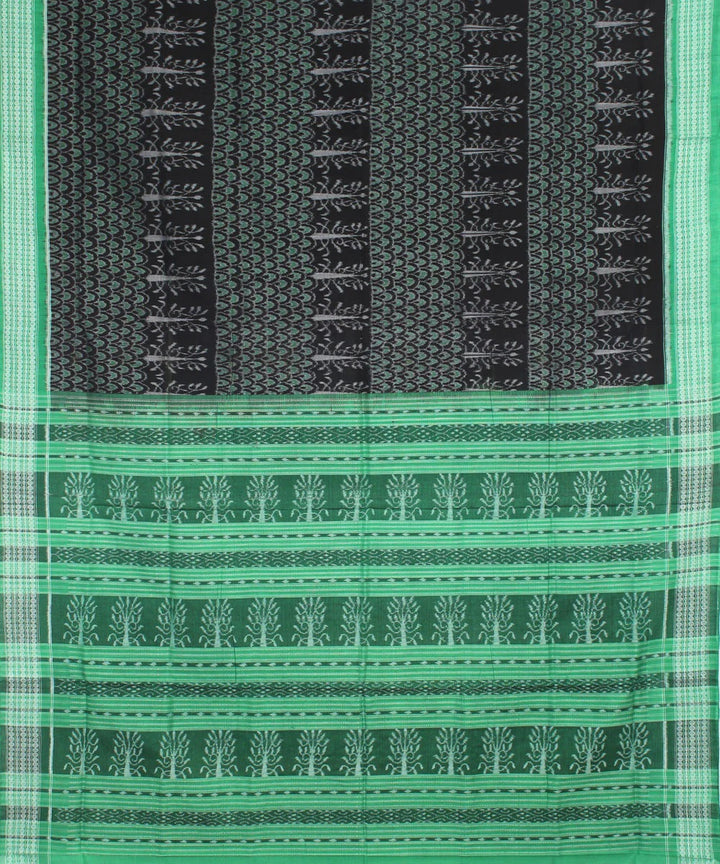 Black light green cotton handwoven sambalpuri saree