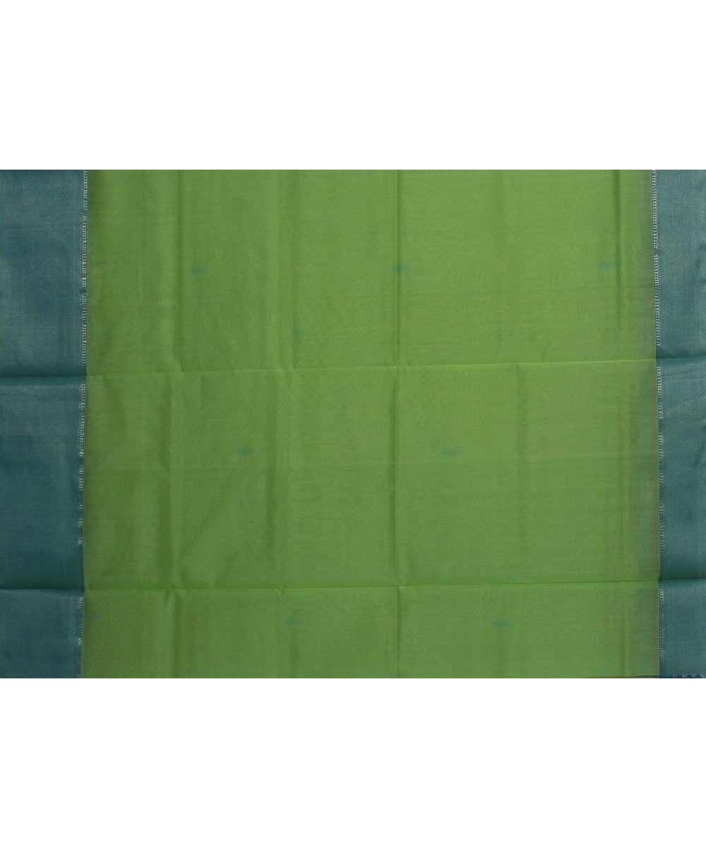 Lime green sea green handloom maheshwari cotton silk saree