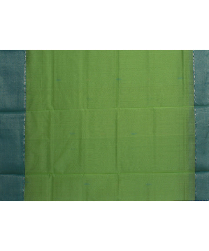 Lime green sea green handloom maheshwari cotton silk saree