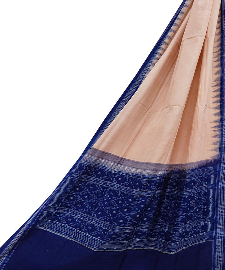 Beige blue handwoven cotton sambalpuri dupatta