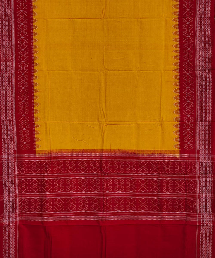 Yellow red handwoven cotton sambalpuri dupatta