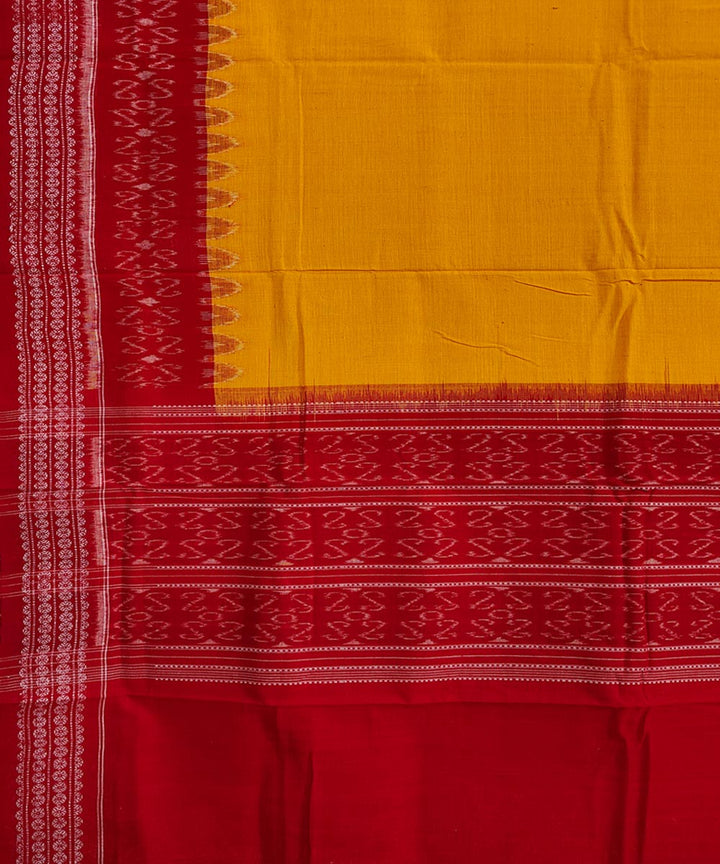 Yellow red handwoven cotton sambalpuri dupatta