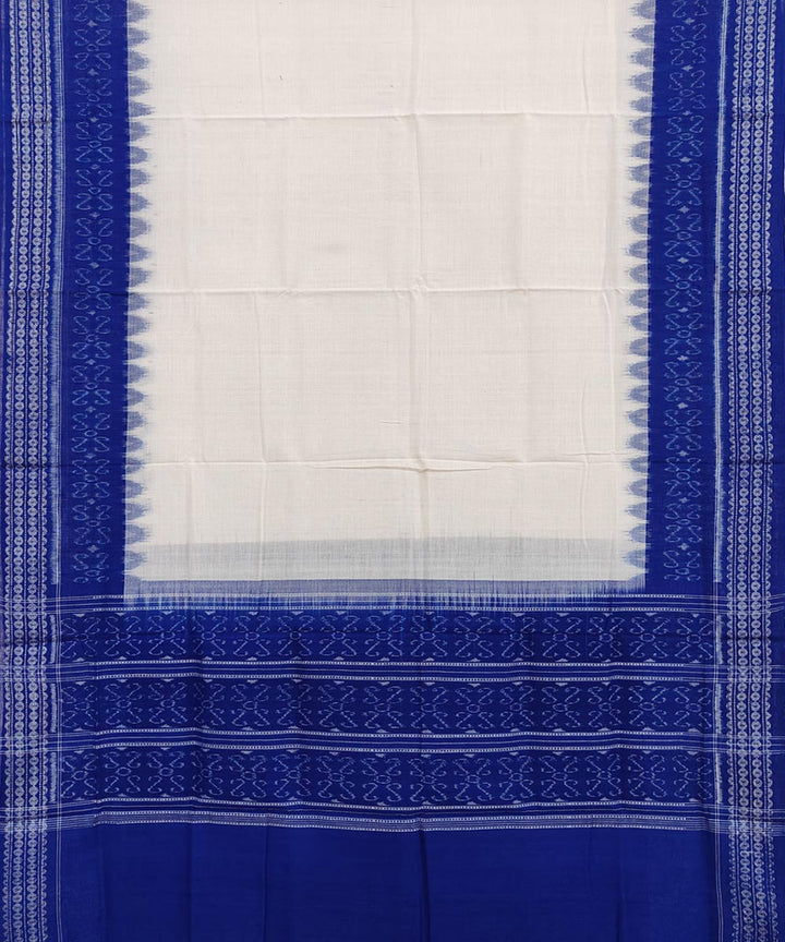 White blue handwoven cotton sambalpuri dupatta