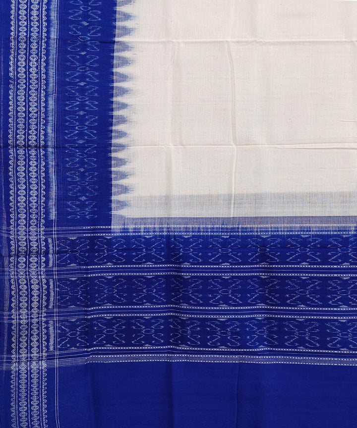 White blue handwoven cotton sambalpuri dupatta