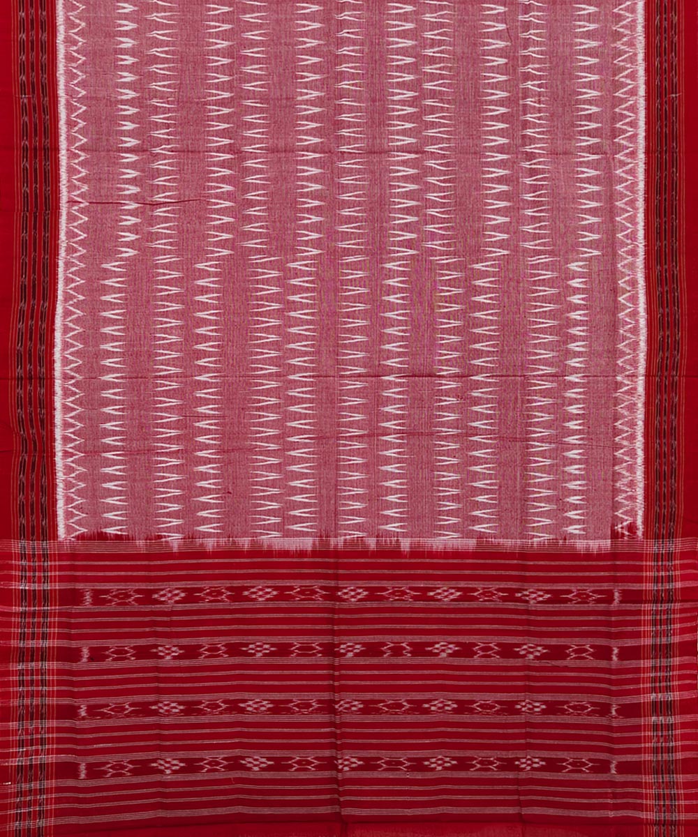 Red handwoven cotton sambalpuri dupatta