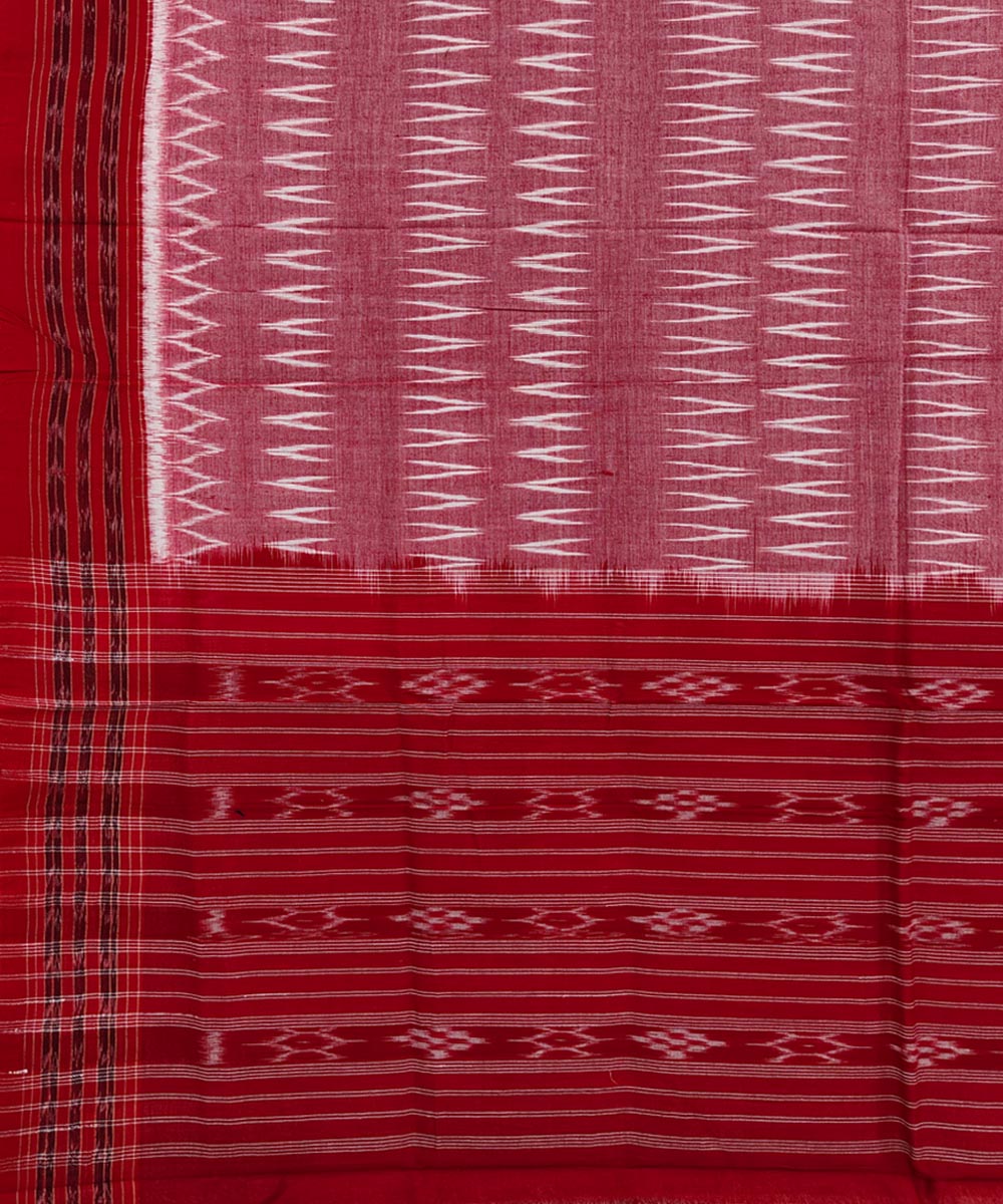 Red handwoven cotton sambalpuri dupatta