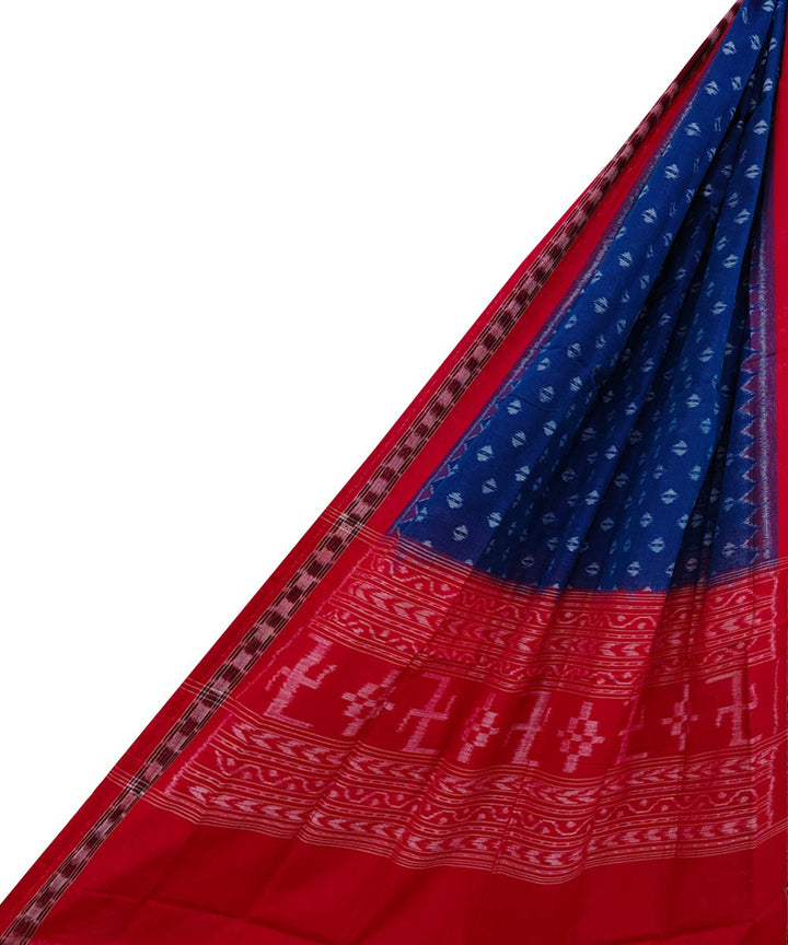 Navy blue red handwoven cotton sambalpuri dupatta