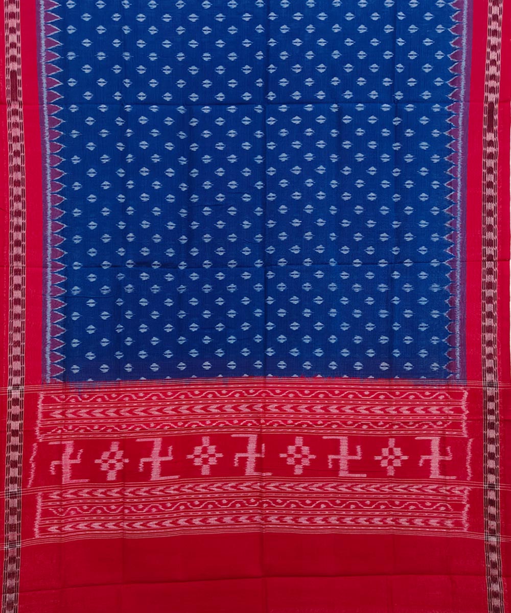 Navy blue red handwoven cotton sambalpuri dupatta