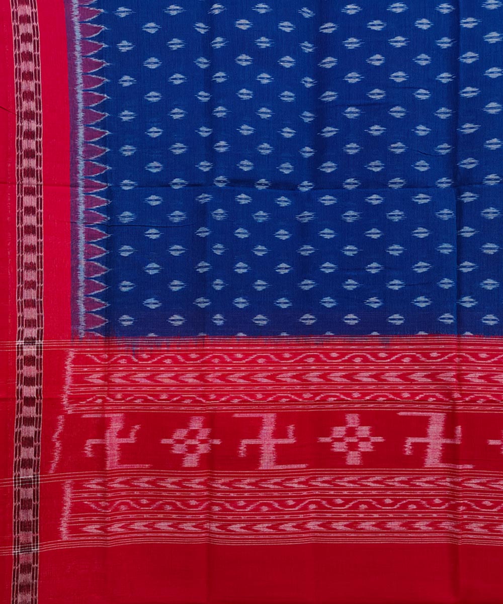 Navy blue red handwoven cotton sambalpuri dupatta