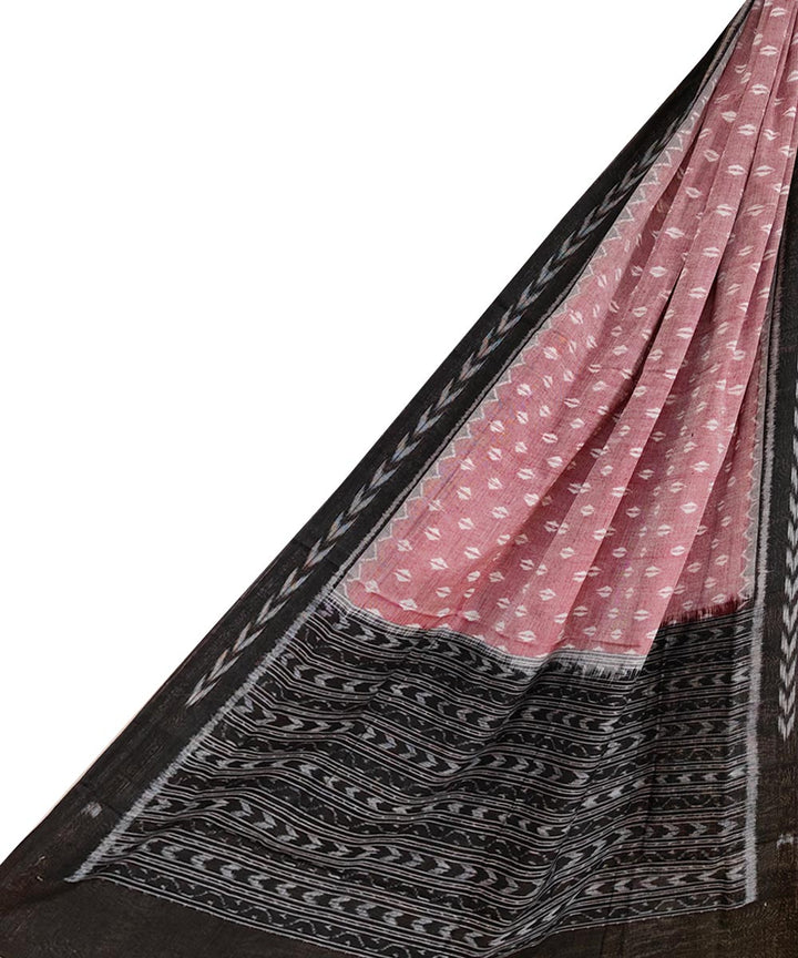 Pink black handwoven sambalpuri cotton dupatta