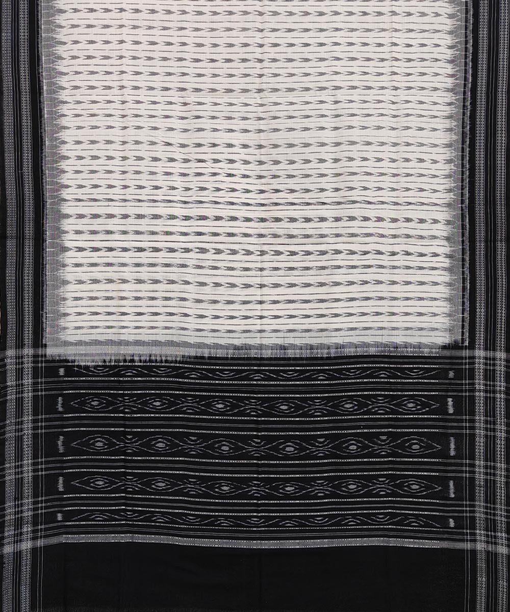 White black handwoven cotton sambalpuri dupatta