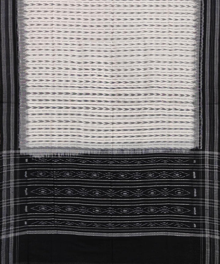 White black handwoven cotton sambalpuri dupatta