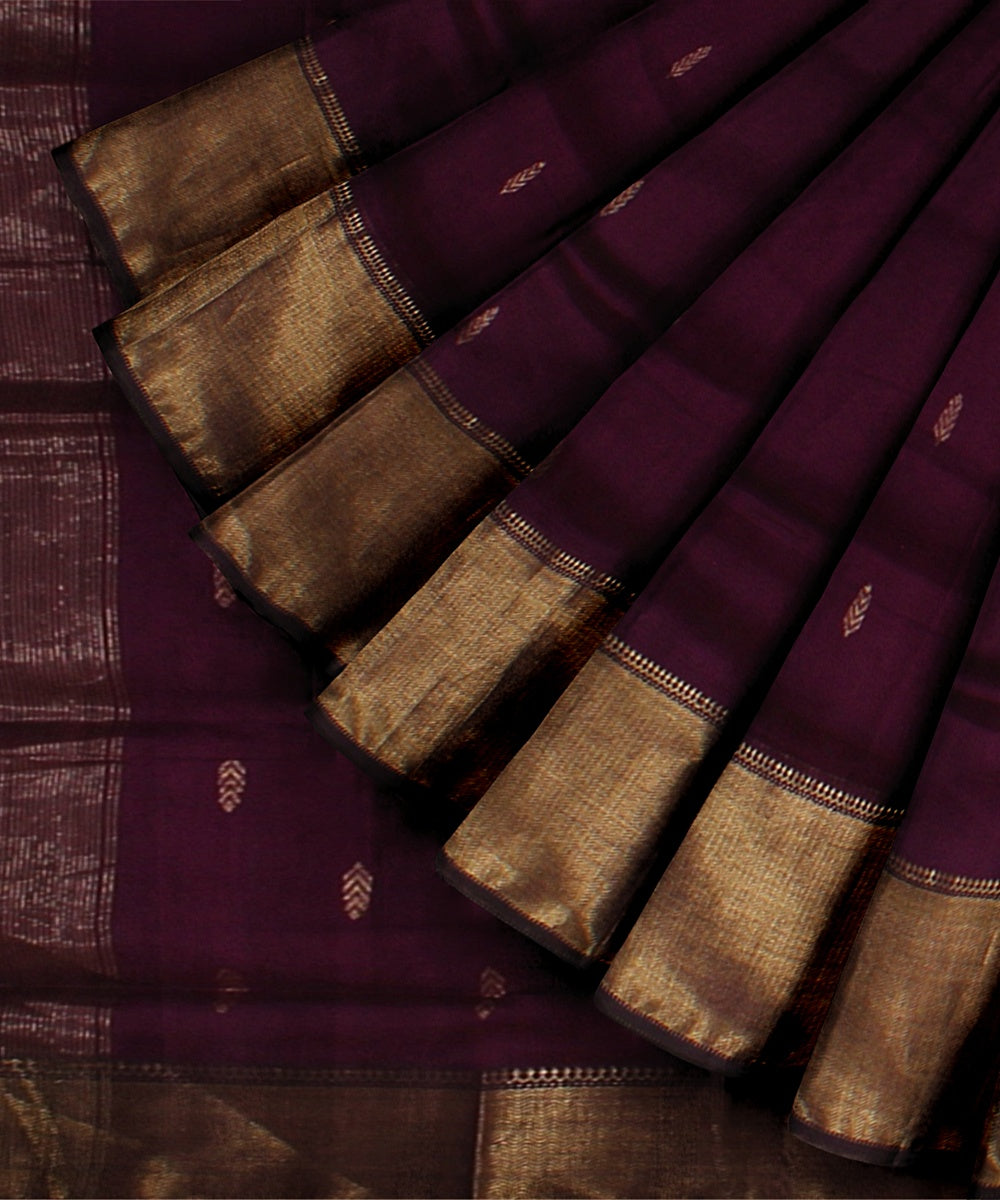 Deep violet navy blue handloom maheshwari cotton silk saree