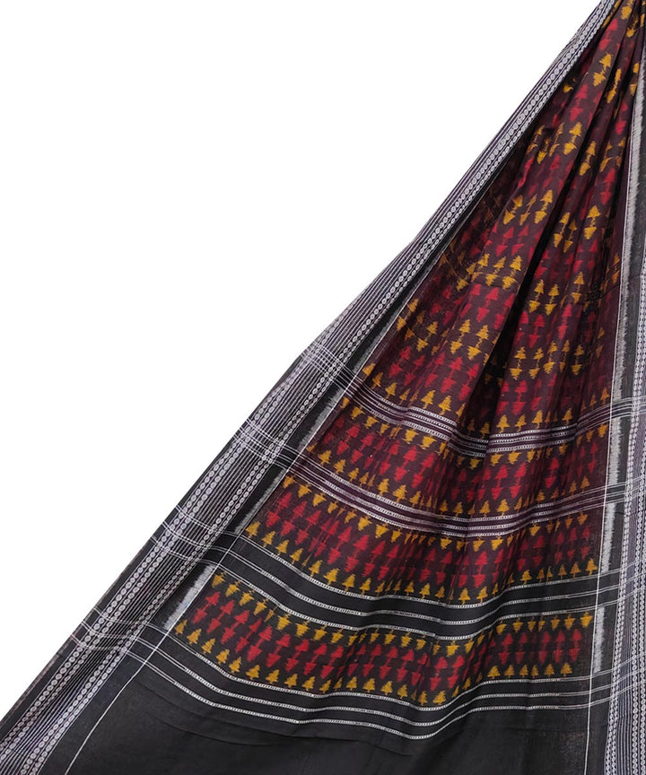 Black handwoven cotton sambalpuri dupatta