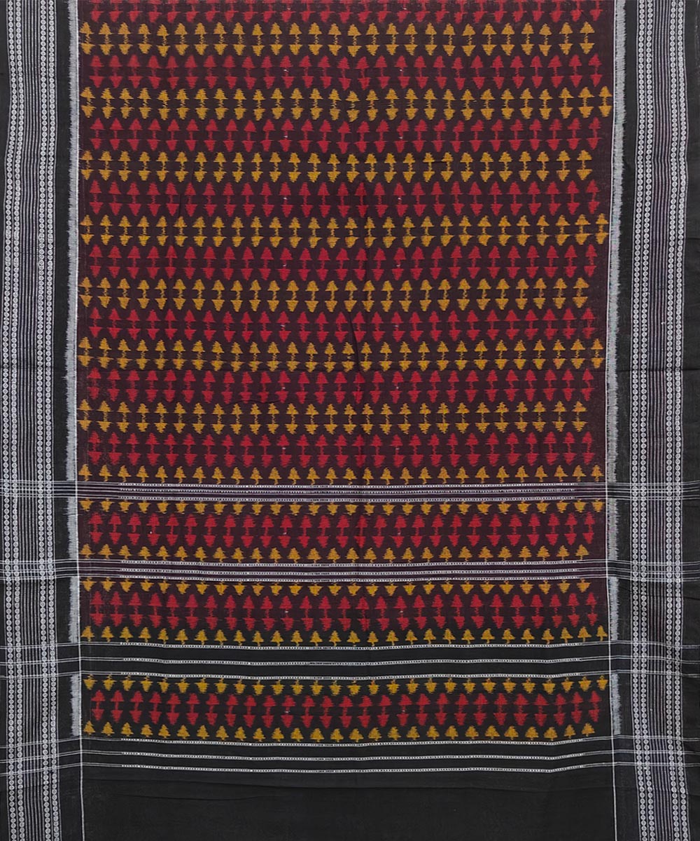 Black handwoven cotton sambalpuri dupatta