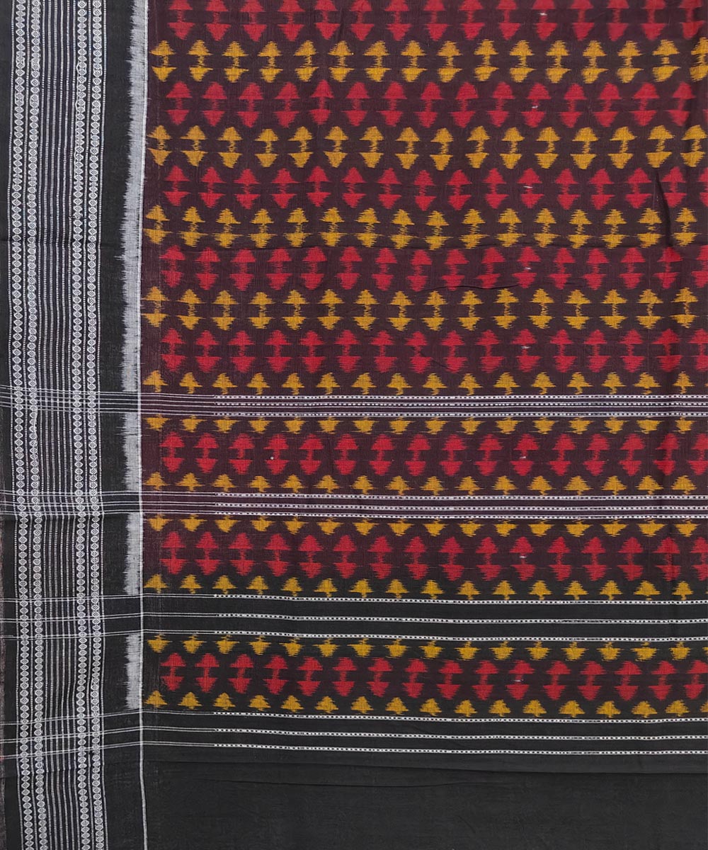 Black handwoven cotton sambalpuri dupatta