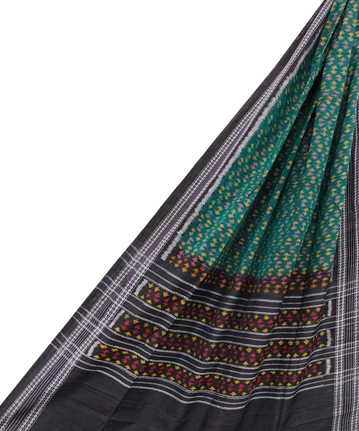 Dark green black handwoven cotton sambalpuri dupatta