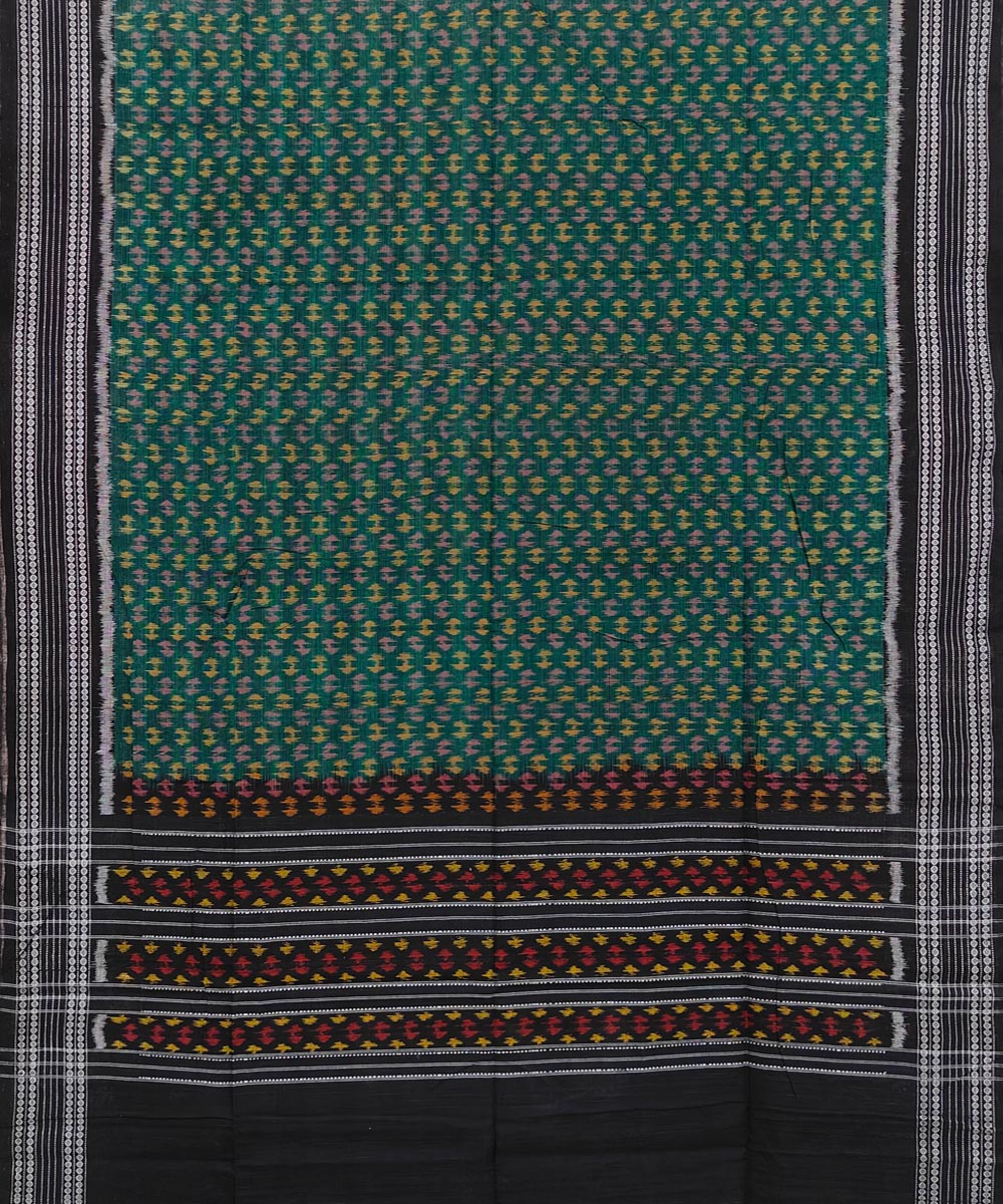 Dark green black handwoven cotton sambalpuri dupatta