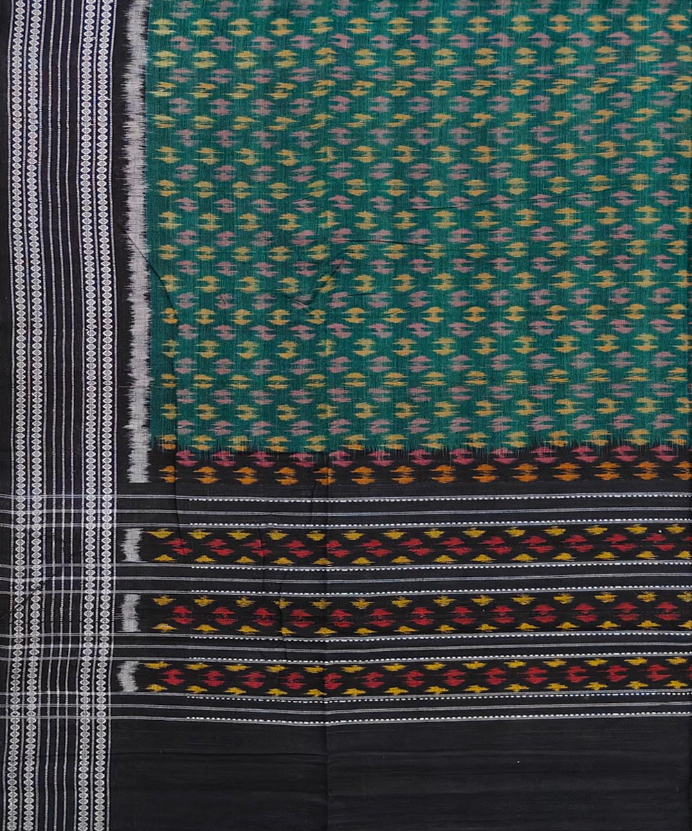 Dark green black handwoven cotton sambalpuri dupatta