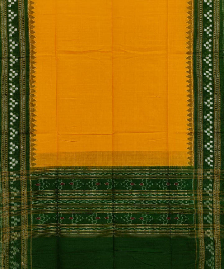 Yellow forest green handwoven cotton sambalpuri dupatta