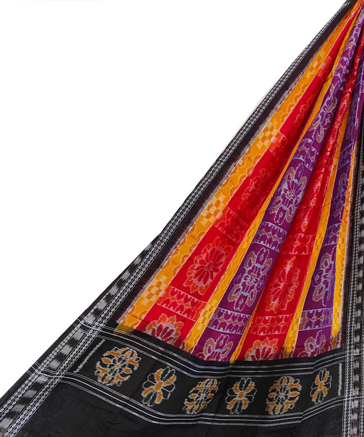 Multicolor black handwoven cotton sambalpuri dupatta