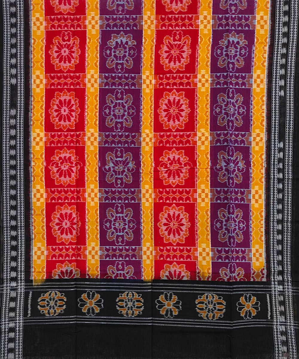 Multicolor black handwoven cotton sambalpuri dupatta