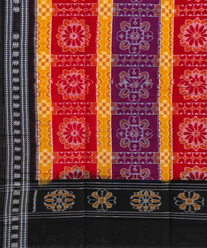 Multicolor black handwoven cotton sambalpuri dupatta