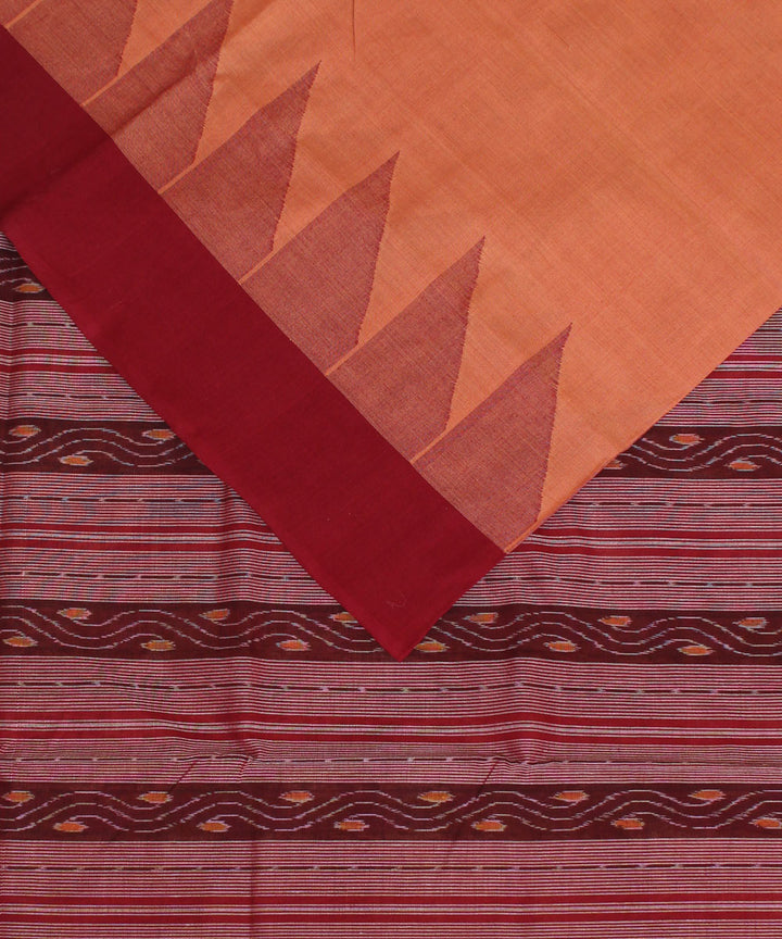 Brown maroon handwoven sambalpuri cotton saree