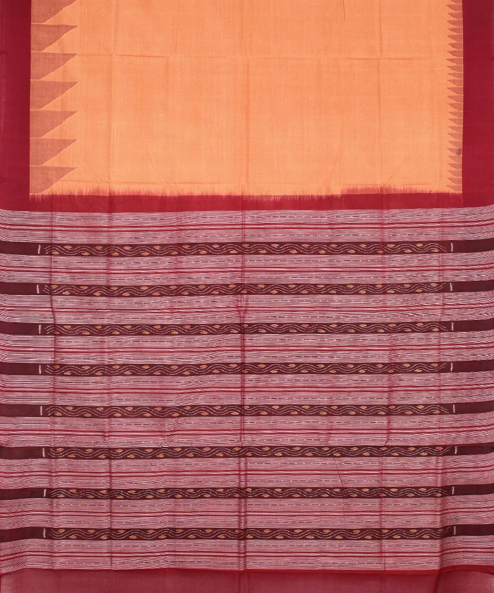 Maroon red sambalpuri handloom cotton saree